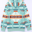  Aztec Drawstring Zipper Hoodie