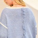 Contrast Pipping Oversize Solid Sweater