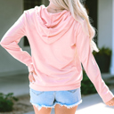  Pink and Cow Print Half Zip Drawstring Hoodie