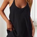 Small Black Playful Racerback Rompers with pockets and shorts