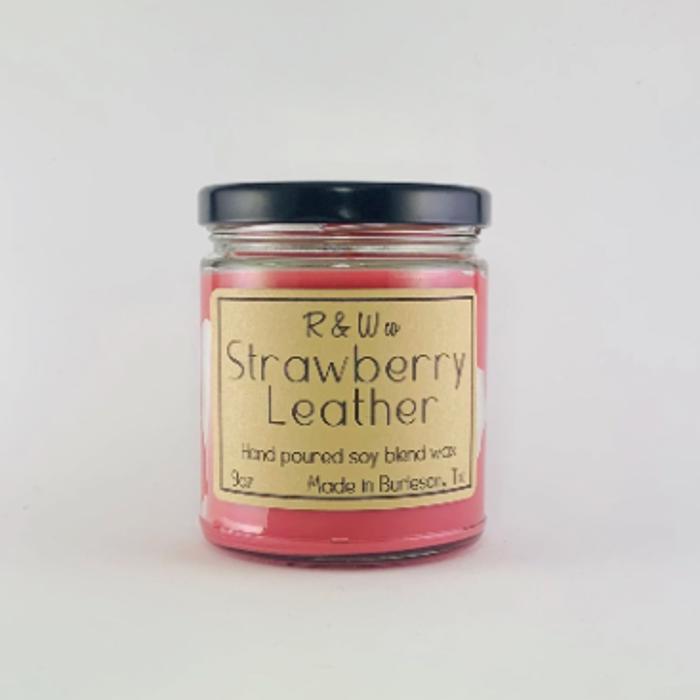 9 oz. Hand-Poured Soy Candles- Strawberry Leather, Leather and Naked Cowboy