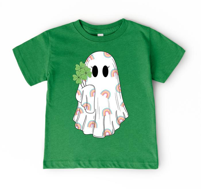 Shamrock Ghost Toddler Girls St Patricks Day Shirt