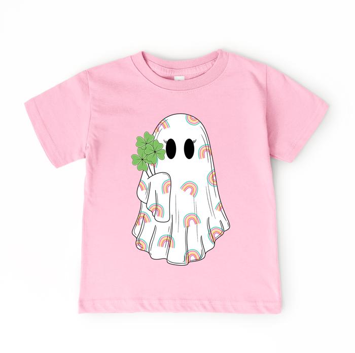 Shamrock Ghost Toddler Girls St Patricks Day Shirt