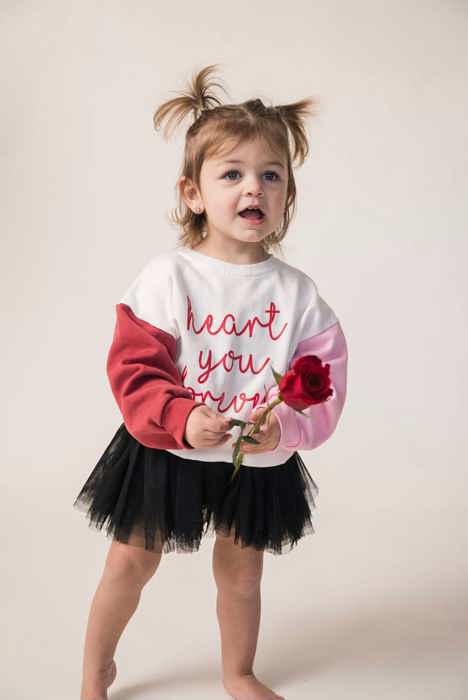 Toddler Valentines Day Heart Sweatshirt | Vday Gift for Girls