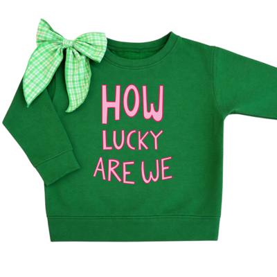 St. Patrick’s Day Girls Sweatshirt | How Lucky Are We Matching Sister & Best Friend Crewneck (Toddler Youth)