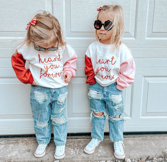 Toddler Valentines Day Heart Sweatshirt | Vday Gift for Girls