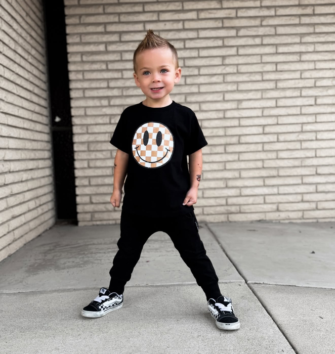 Checkered Smiley | Toddler + Youth Boys Tee