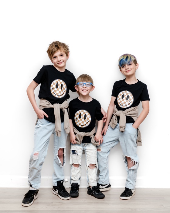 Checkered Smiley | Toddler + Youth Boys Tee