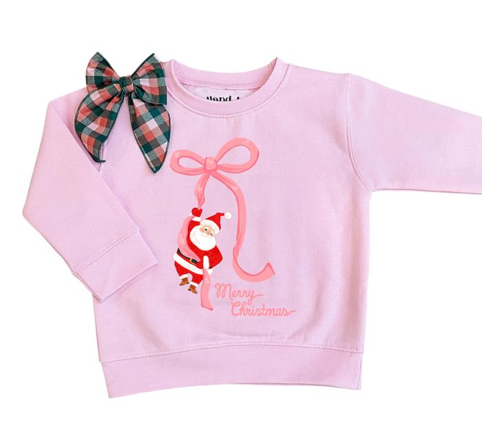 Santa Ribbon | Girls Christmas Sweatshirt | Youth