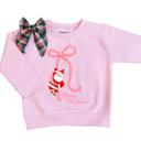 4/5 Pink Santa Ribbon | Girls Christmas Sweatshirt | Youth