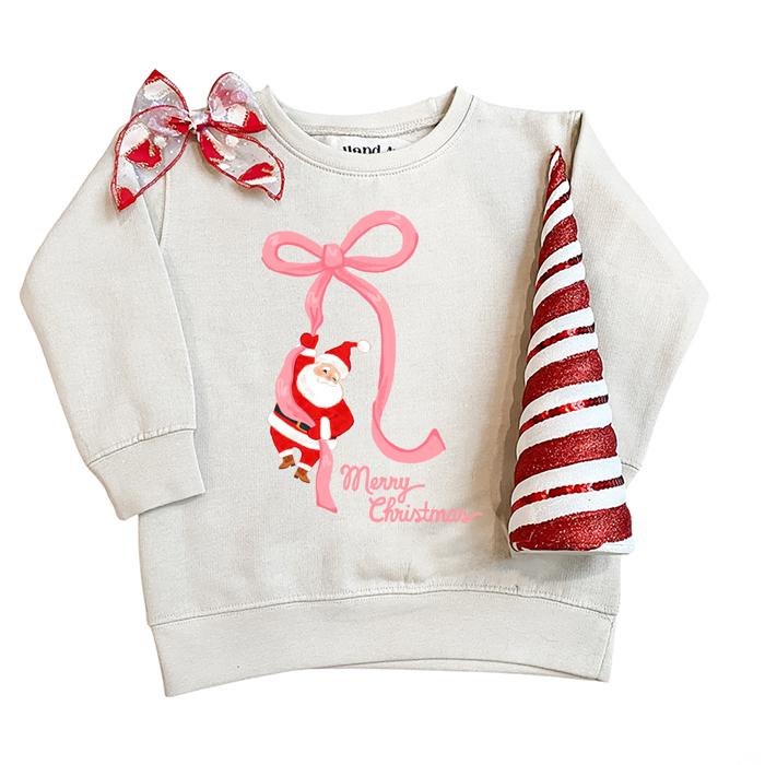 Santa Ribbon | Girls Christmas Sweatshirt | Toddler