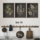 5x7 on 6x8 Paper 15. Vintage Black Botanicals Sets Of 3 Prints - All Seasons