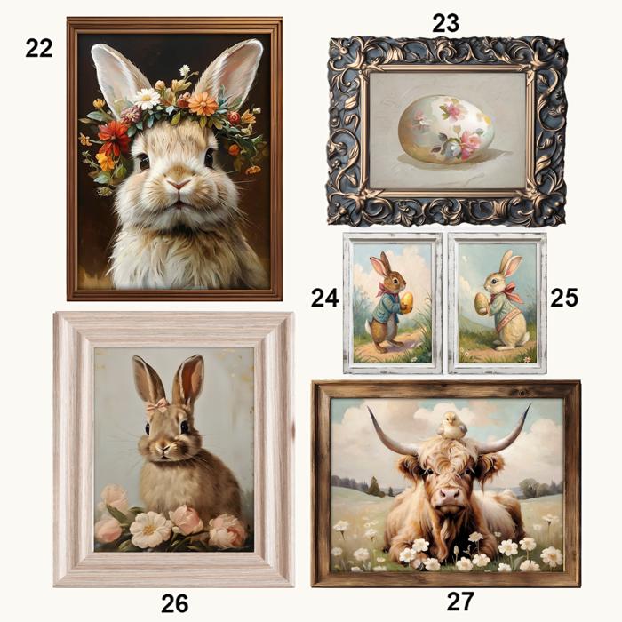 Spring & Easter Vintage Prints-Bunnies & Blossoms