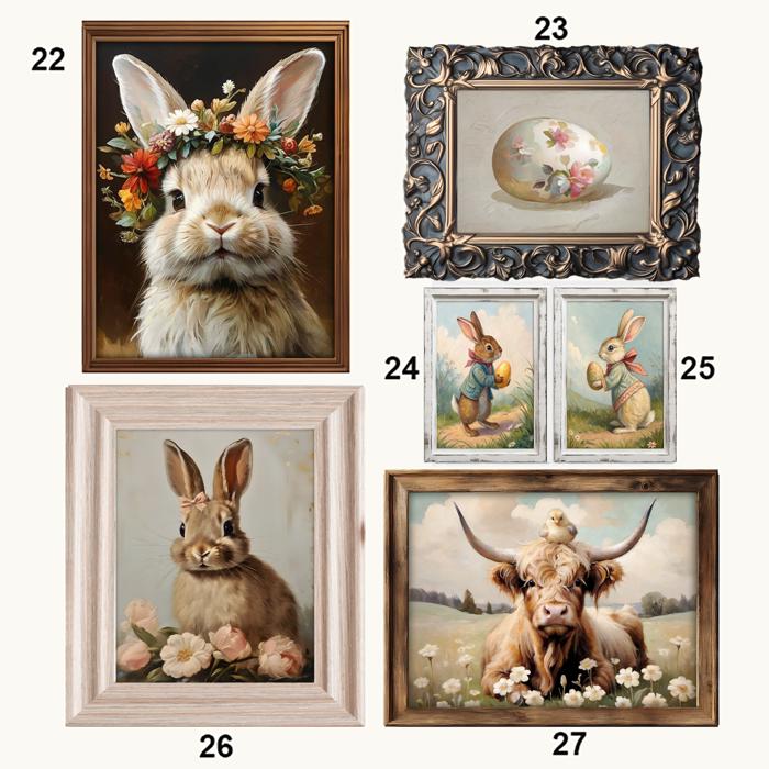 Spring & Easter Vintage Prints-Bunnies & Blossoms