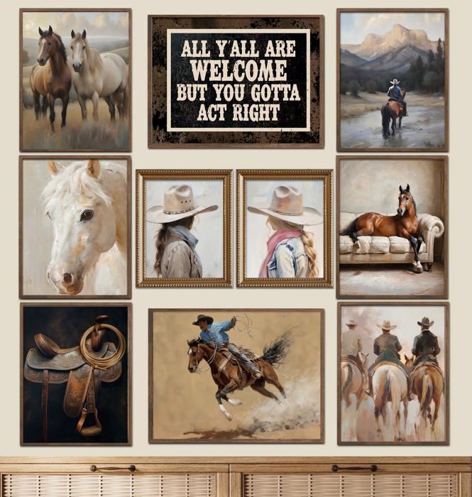 Cowboy Wild Retro Art Prints