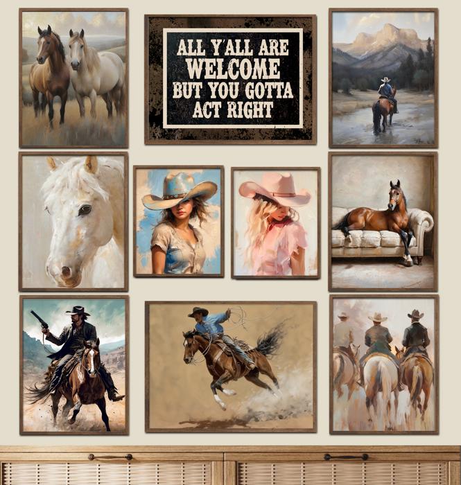 Cowboy Wild Retro Art Prints