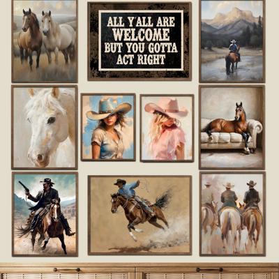 Cowboy Wild Retro Art Prints