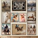  Cowboy Wild Retro Art Prints