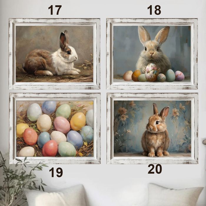 Spring & Easter Vintage Prints-Bunnies & Blossoms