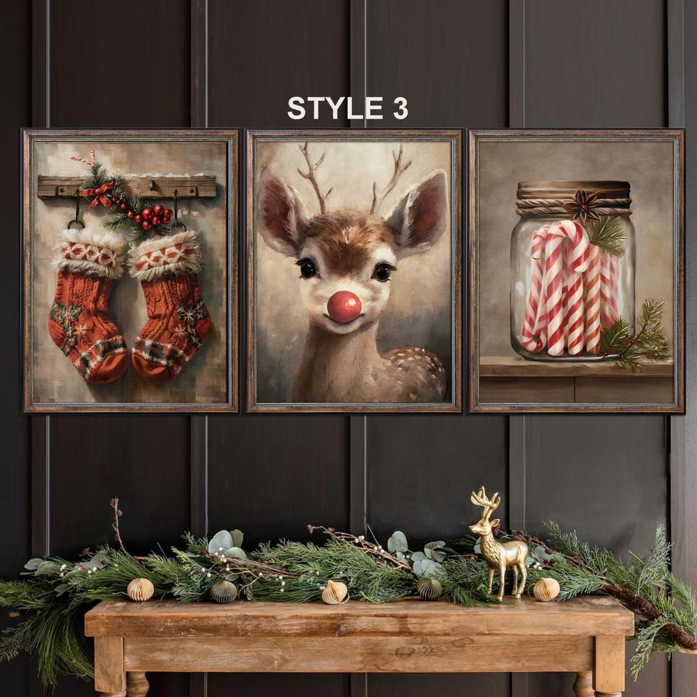 Set Of 3-Oh Deer It's Christmas! Prints