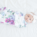 Blue Floral Buttery Soft and Stretchy Swaddle Blanket