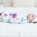 Blue Floral Buttery Soft and Stretchy Swaddle Blanket