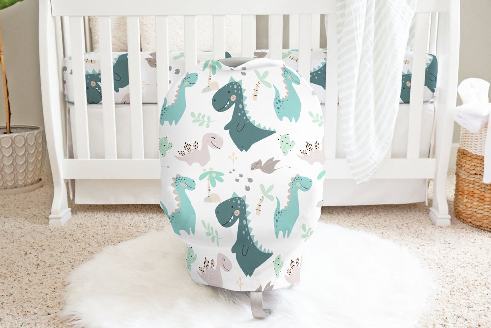 Blue Dino Infant Car Seat / Nursing Cover