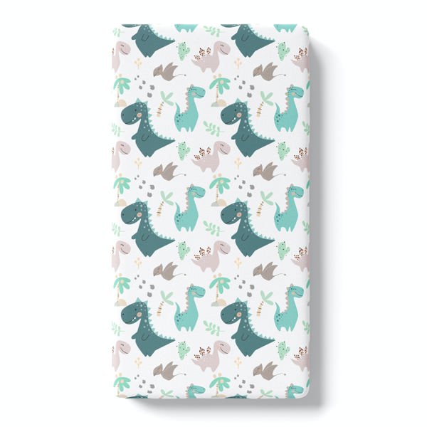 Fitted Crib Sheet - Blue Dino