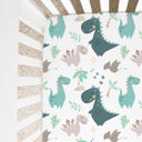  Fitted Crib Sheet - Blue Dino