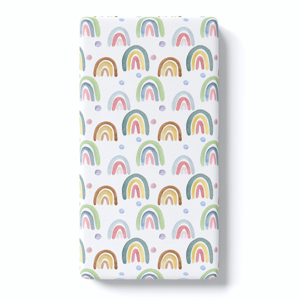 Fitted Crib Sheet - Blue Rainbow