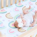  Fitted Crib Sheet - Blue Rainbow