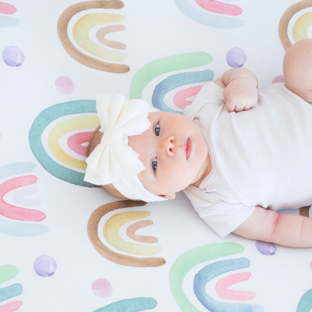 Fitted Crib Sheet - Blue Rainbow