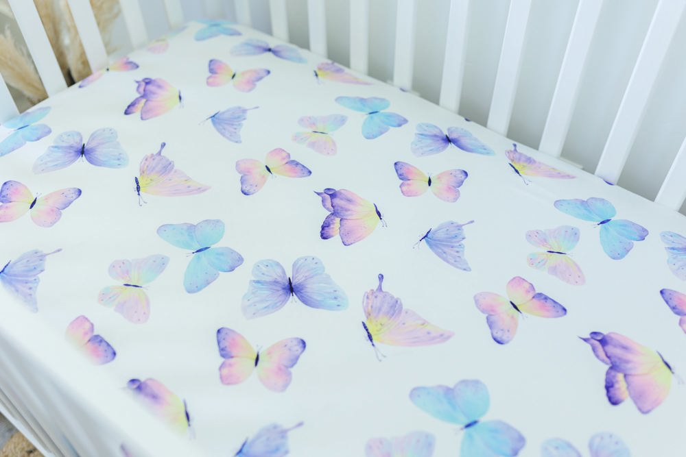 Fitted Crib Sheet - Butterfly