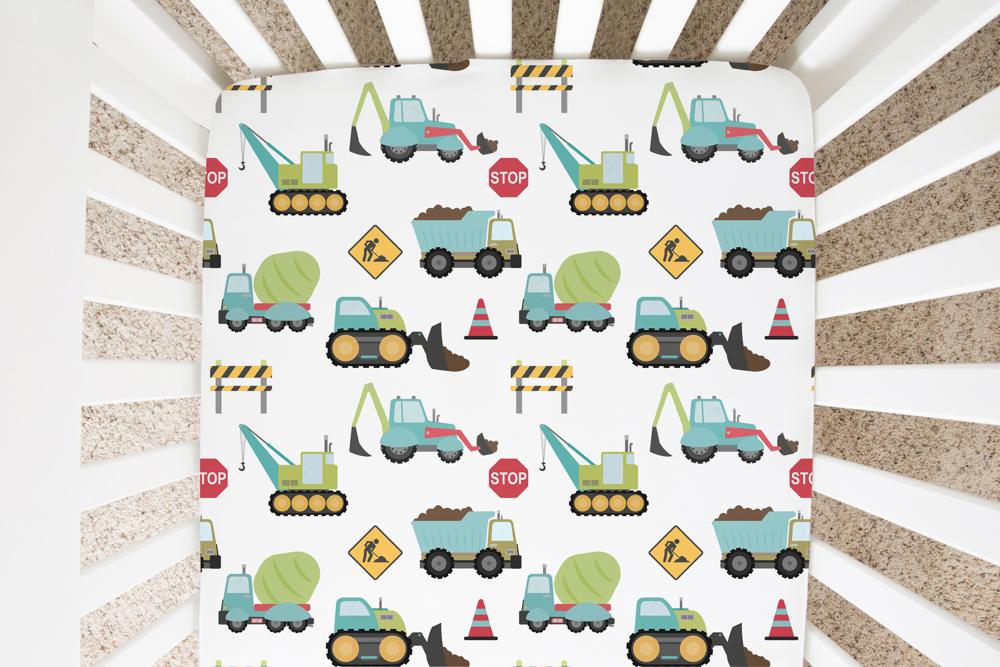 Fitted Crib Sheet - Construction Trucks