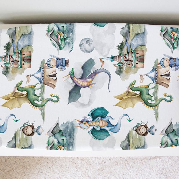 Changing Pad Cover- Dragons & Knights