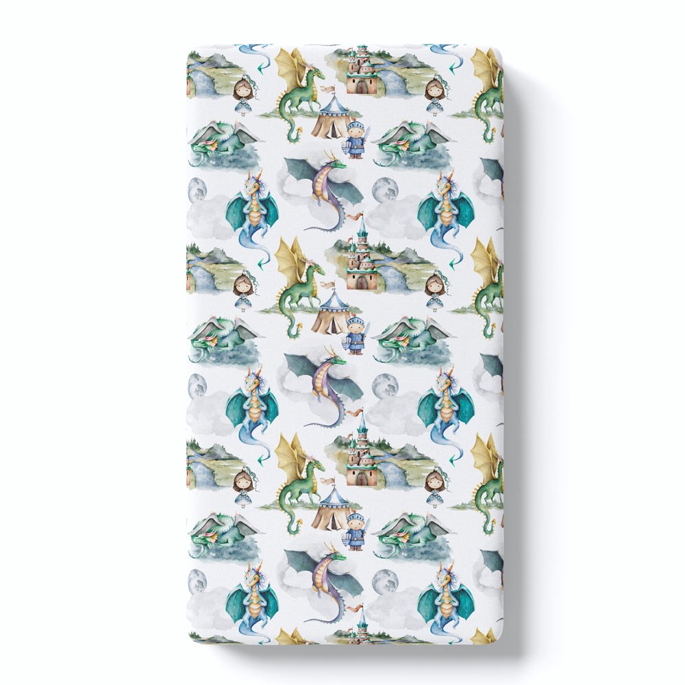 Fitted Crib Sheet - Dragons & Knights