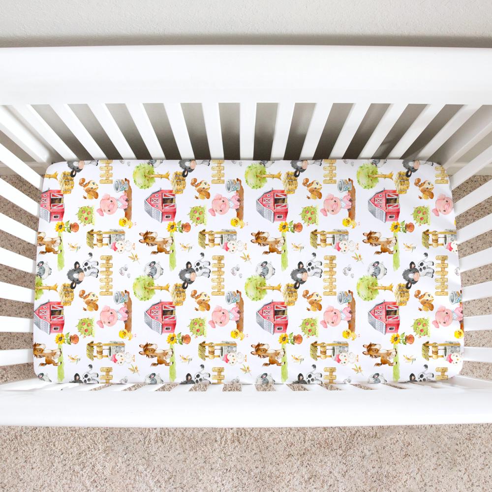 Fitted Crib Sheet - Farm Animals