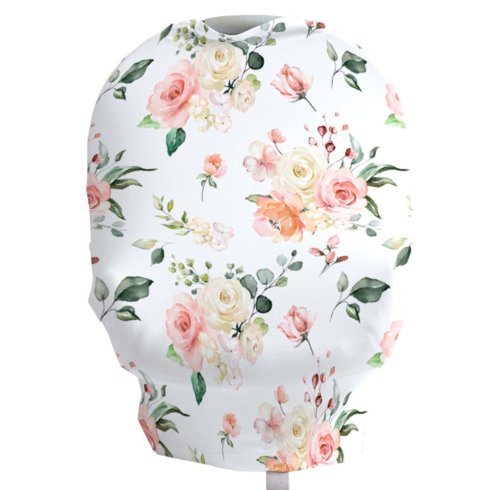 Peach Floral Infant Baby Car Seat / Nursing Cover