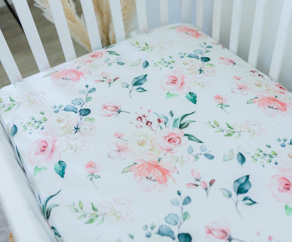 Fitted Crib Sheet - Peach Floral