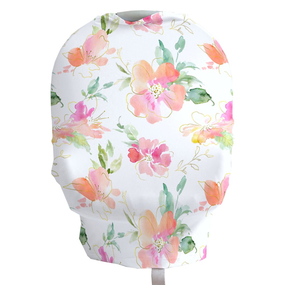 Pink & Gold Floral Infant Car Seat / Nursing Cover