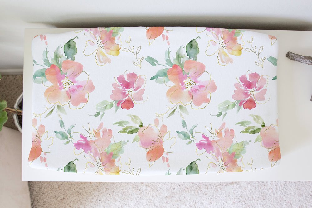 Changing Pad Cover - Pink & Gold Floral