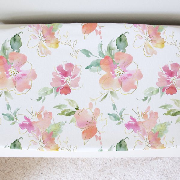 Changing Pad Cover - Pink & Gold Floral