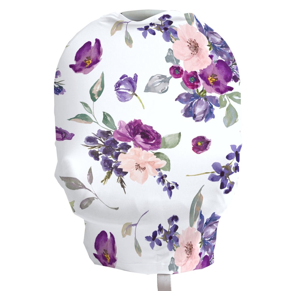 Purple & Blush Floral Infant Car Seat / Nursing Cover