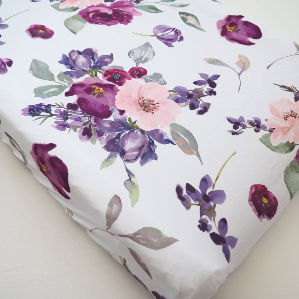 Changing Pad Cover - Purple & Blush Floral