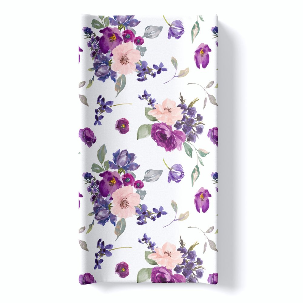 Changing Pad Cover - Purple & Blush Floral