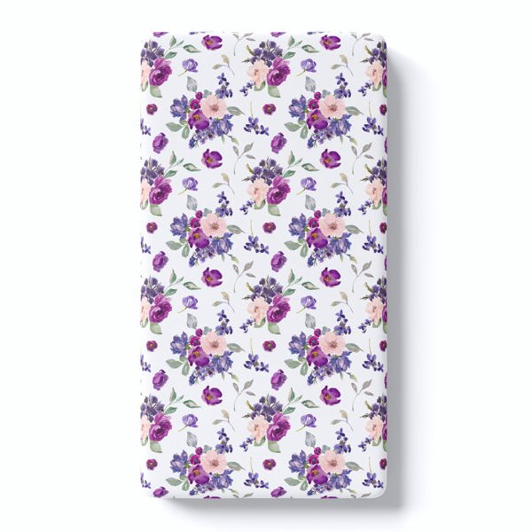 Fitted Crib Sheet - Purple & Blush Floral