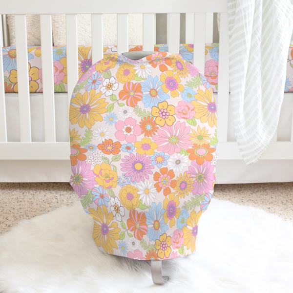 Retro Floral Infant Car Seat / Nursing Cover