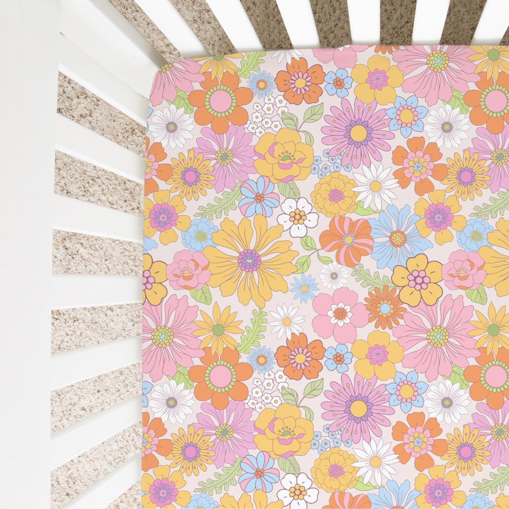 Fitted Crib Sheet - Retro Floral