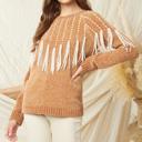  Chenille Chevron Fringe Sweater