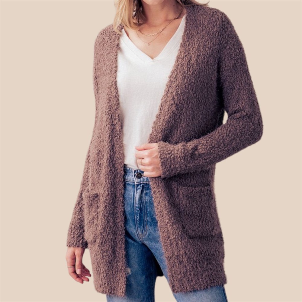 Popcorn Open Front Cardigan